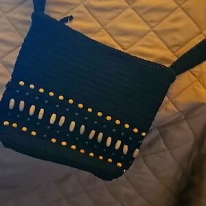 Black unlabeled crossbody, woven